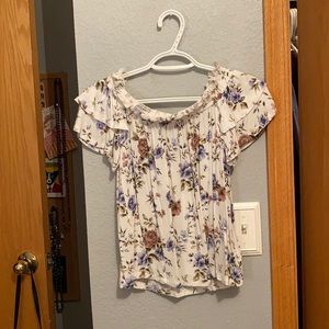 AE Off The Shoulder Floral Print Shirt